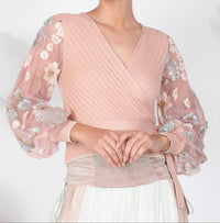Blank - Women's Clarisa With Sleeve Detail Top - blouses - clothing - pink