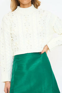 Blithe - Pearl & Crystal Cable Knit Sweater Top