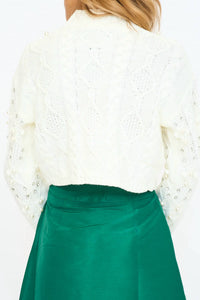 Blithe - Pearl & Crystal Cable Knit Sweater Top