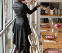 Blithela - Asymmetrical Peplum Trench Coat