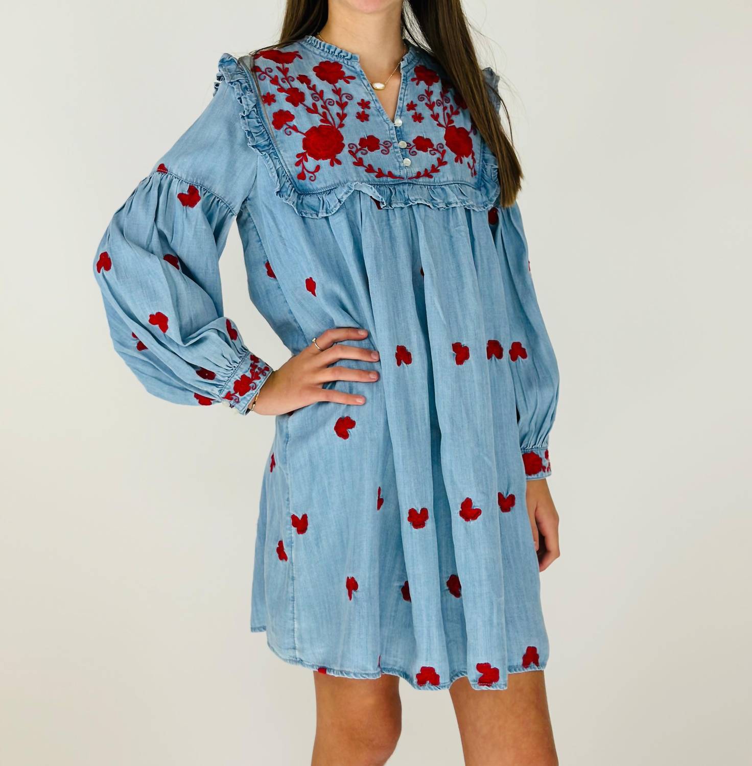 Blu & Blue - Girl's Riviera Embroidered Dress - blue - casual - clothing