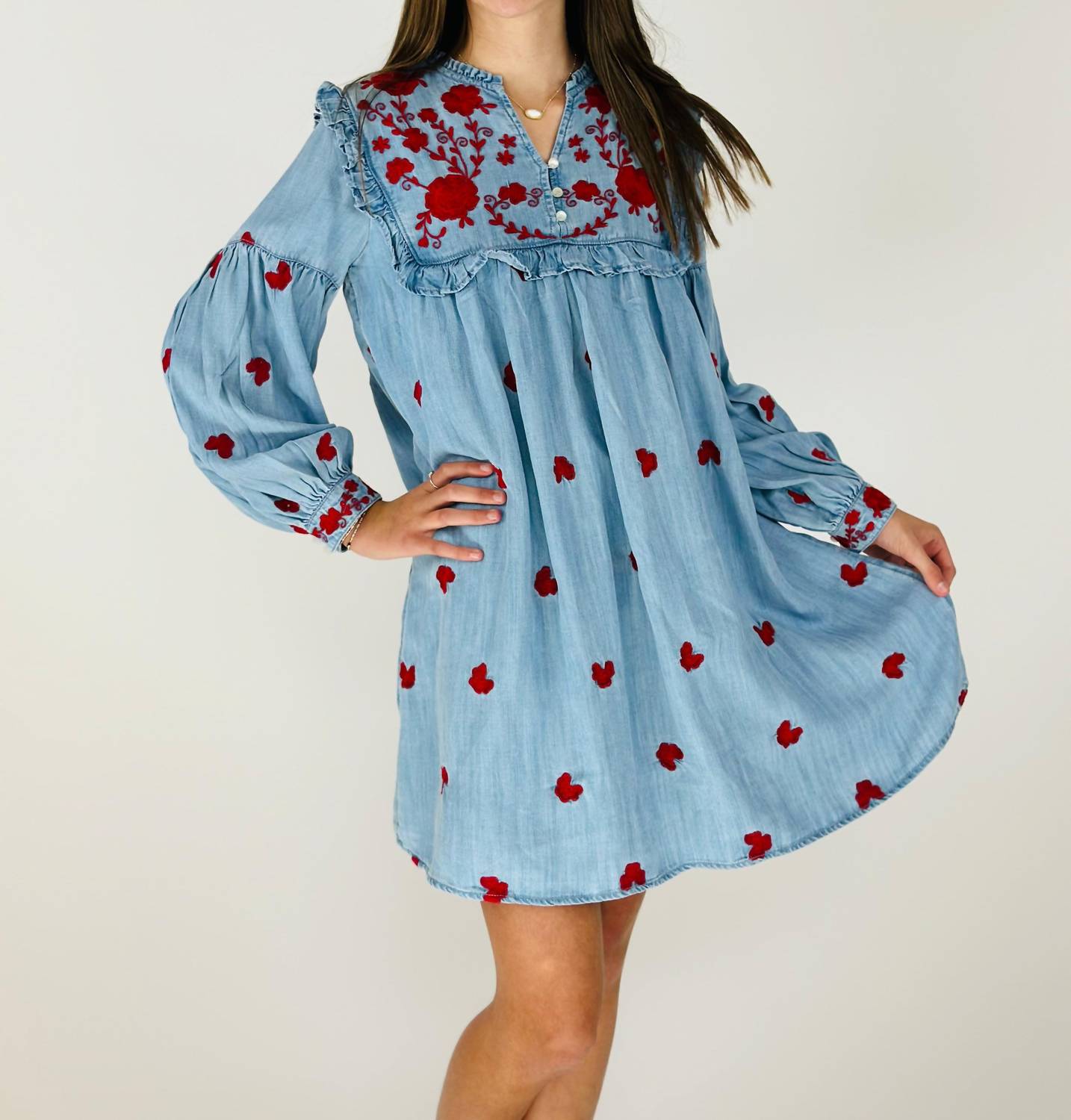 Blu & Blue - Girl's Riviera Embroidered Dress - blue - casual - clothing