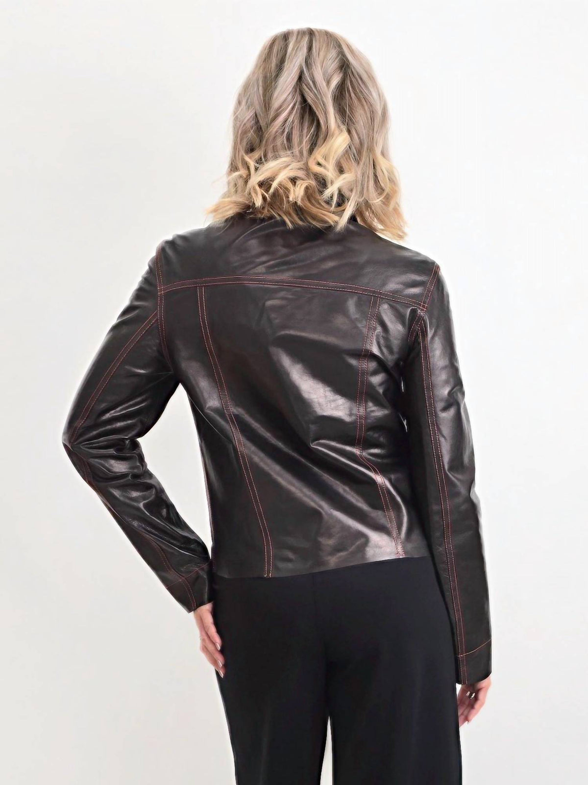 Blu Ice - Crop Stiched Leather Jacket
