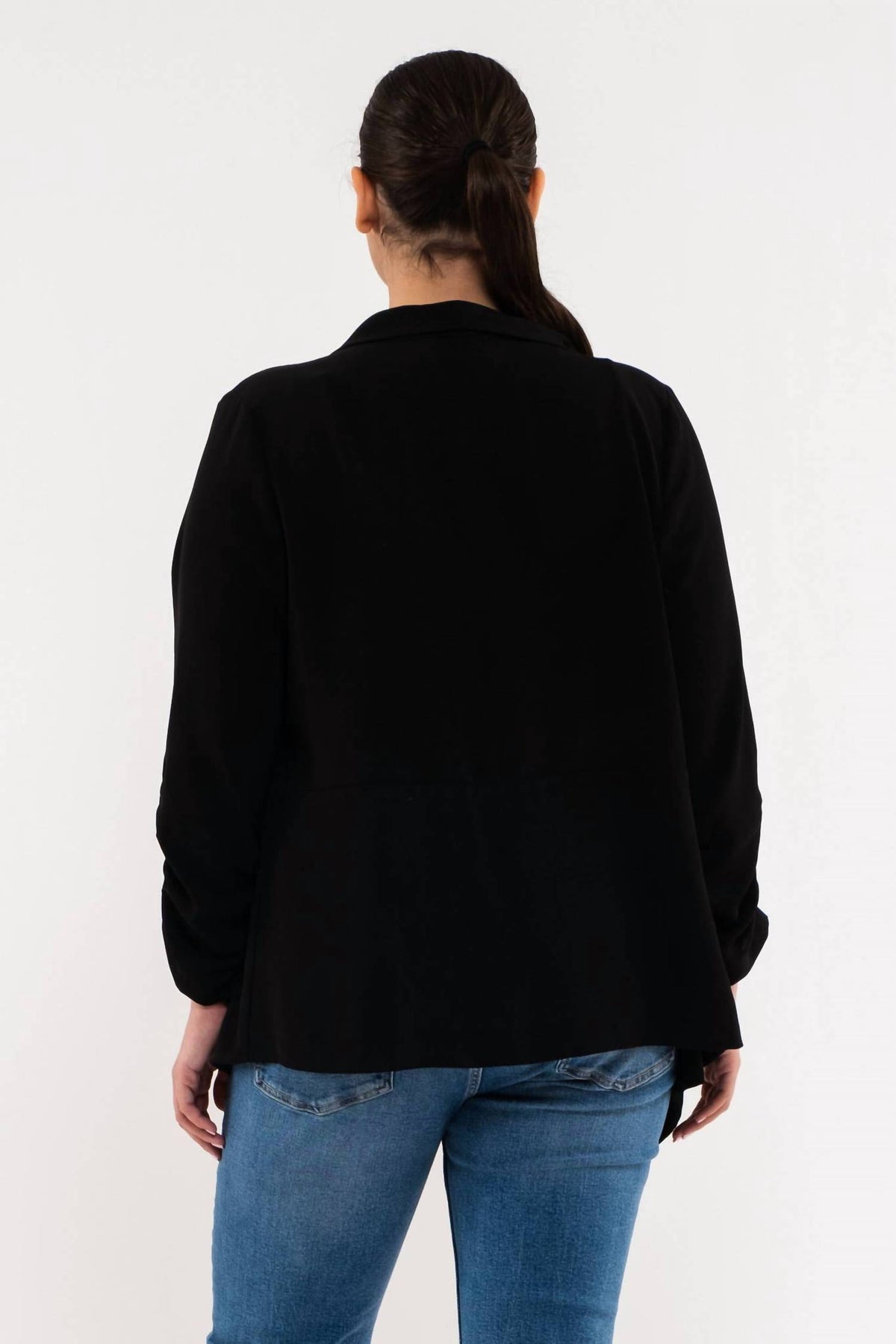 Blu Pepper - Breeze Rouched Sleeve Blazer - Plus