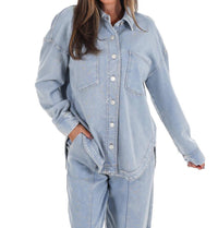 Blu Pepper - Chill Zone Acid Washed Button Down Shacket