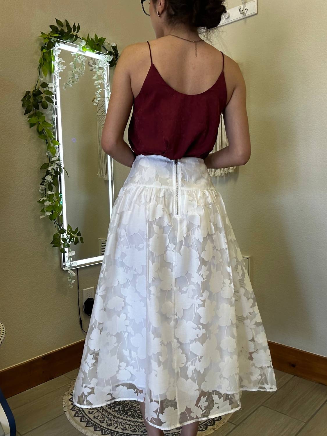 Blu Pepper - Floral Organza Midi Skirt - clothing - floral - knee - length - skirts