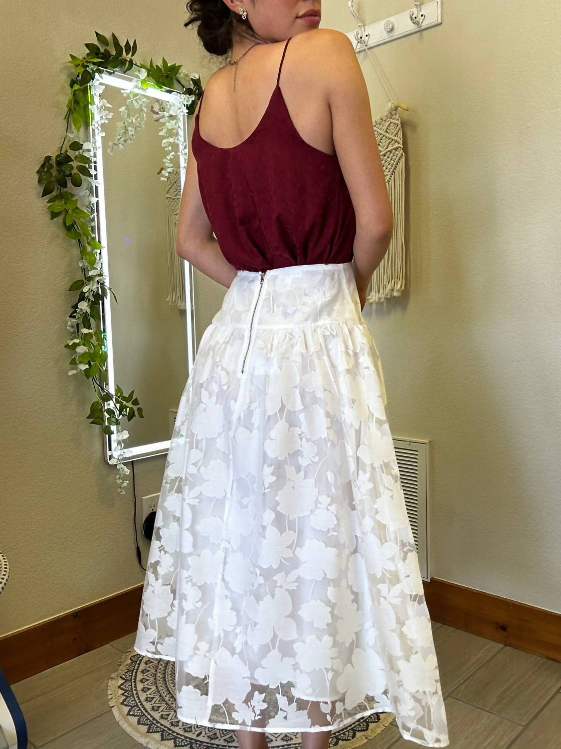 Blu Pepper - Floral Organza Midi Skirt - clothing - floral - knee - length - skirts