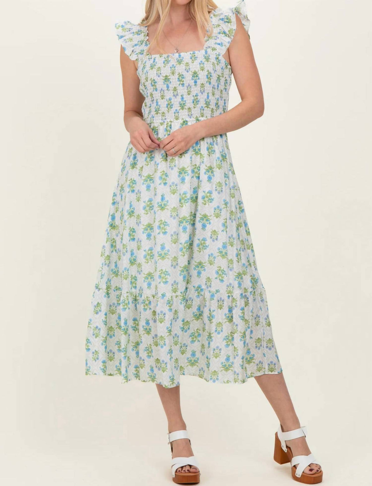 Blu Pepper - Floral Tile Midi Dress