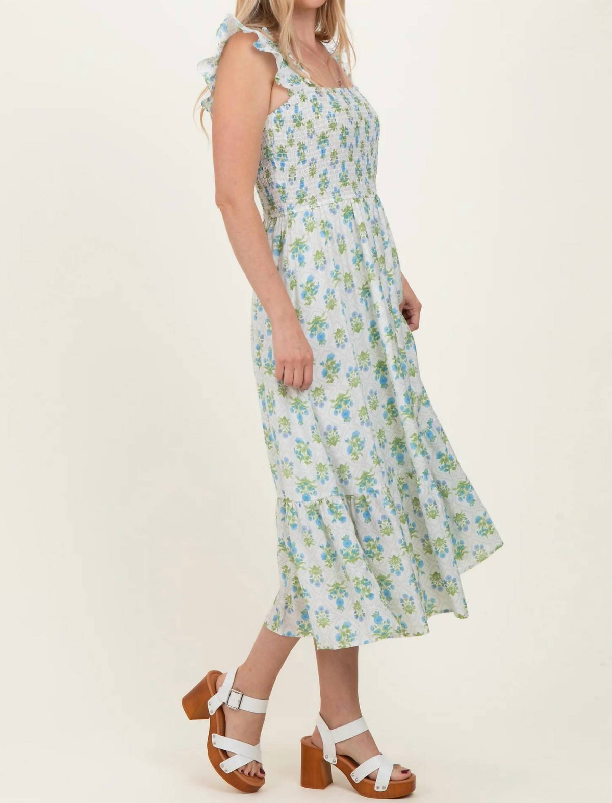 Blu Pepper - Floral Tile Midi Dress