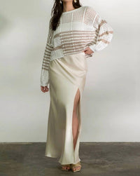 Blu Pepper - High Slit Maxi Skirt