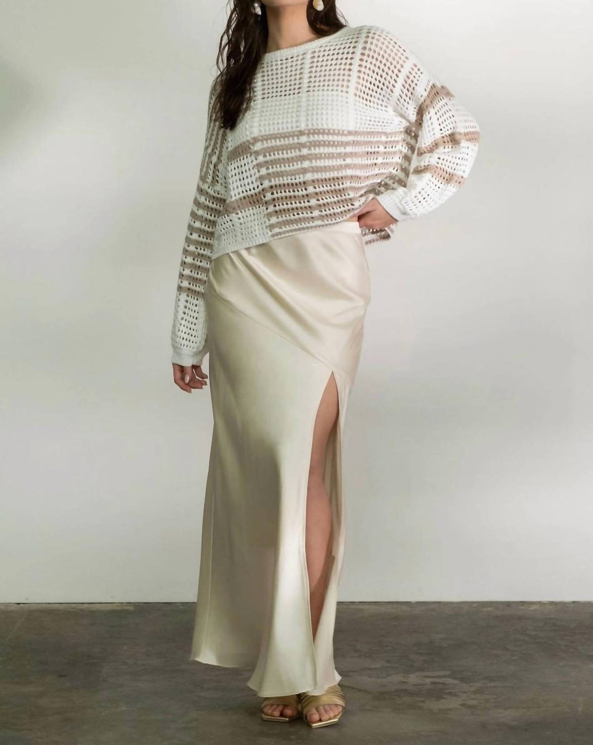 Blu Pepper - High Slit Maxi Skirt