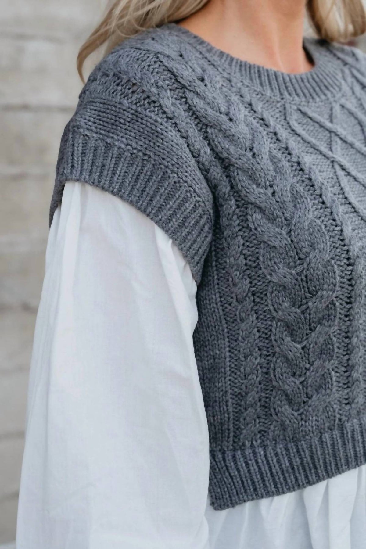 Blu Pepper - Mixed Media Cable Sweater