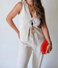 Blu Pepper - Pinstriped Linen Vest