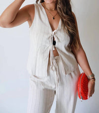 Blu Pepper - Pinstriped Linen Vest