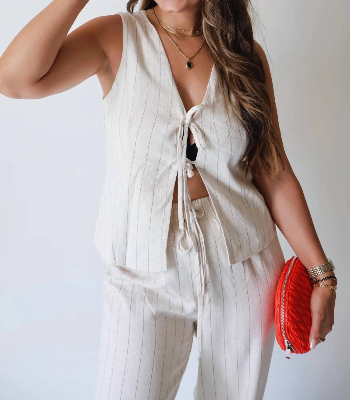 Blu Pepper - Pinstriped Linen Vest