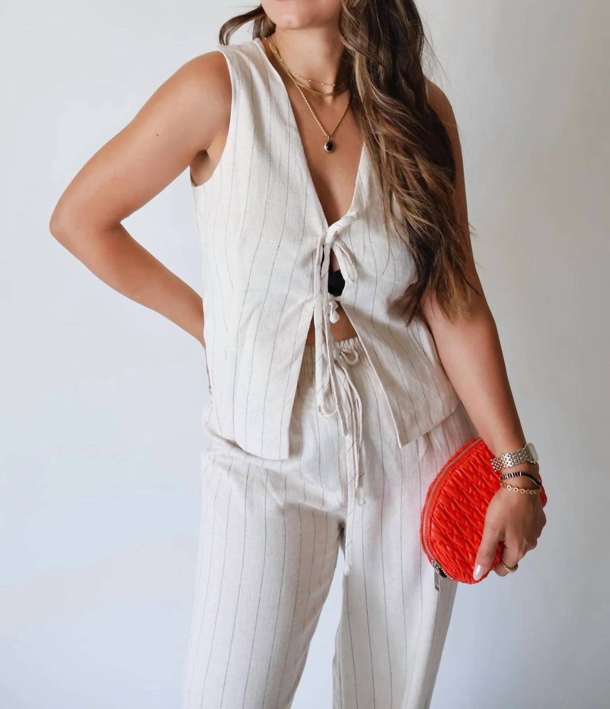 Blu Pepper - Pinstriped Linen Vest