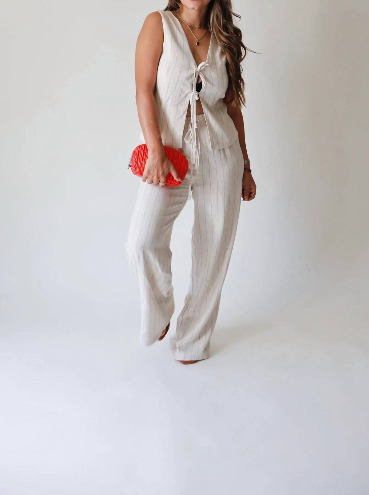 Blu Pepper - Pinstriped Linen Vest