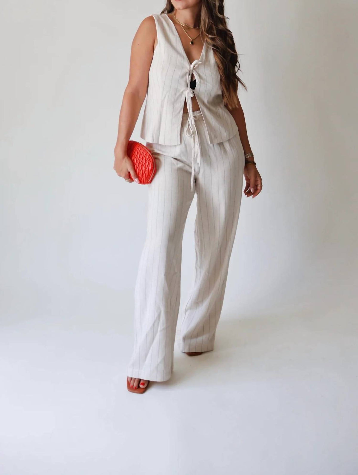 Blu Pepper - Pinstriped Linen Vest