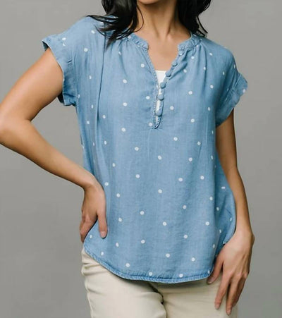 Blu Pepper - Polka Dot Henley Top