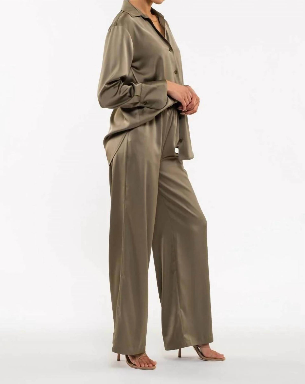 Blu Pepper - Satin Button Up Woven Top