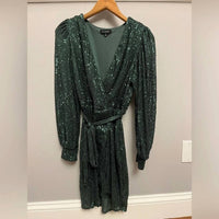 Blu Pepper - Sequin Wrap Long Sleeve Mini Dress
