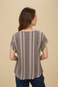 Blu Pepper - Stripe Cuff Sleeve Top
