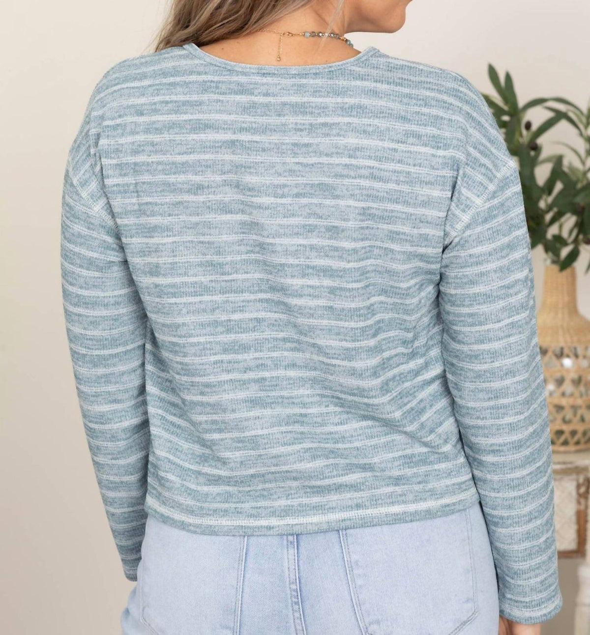 Blu Pepper - Striped Marled Knit Top