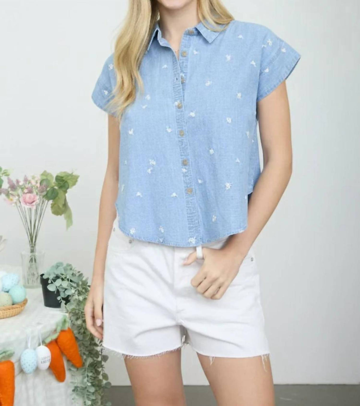Blu Pepper - Sweet Meadow Chambray Button-up Blouse