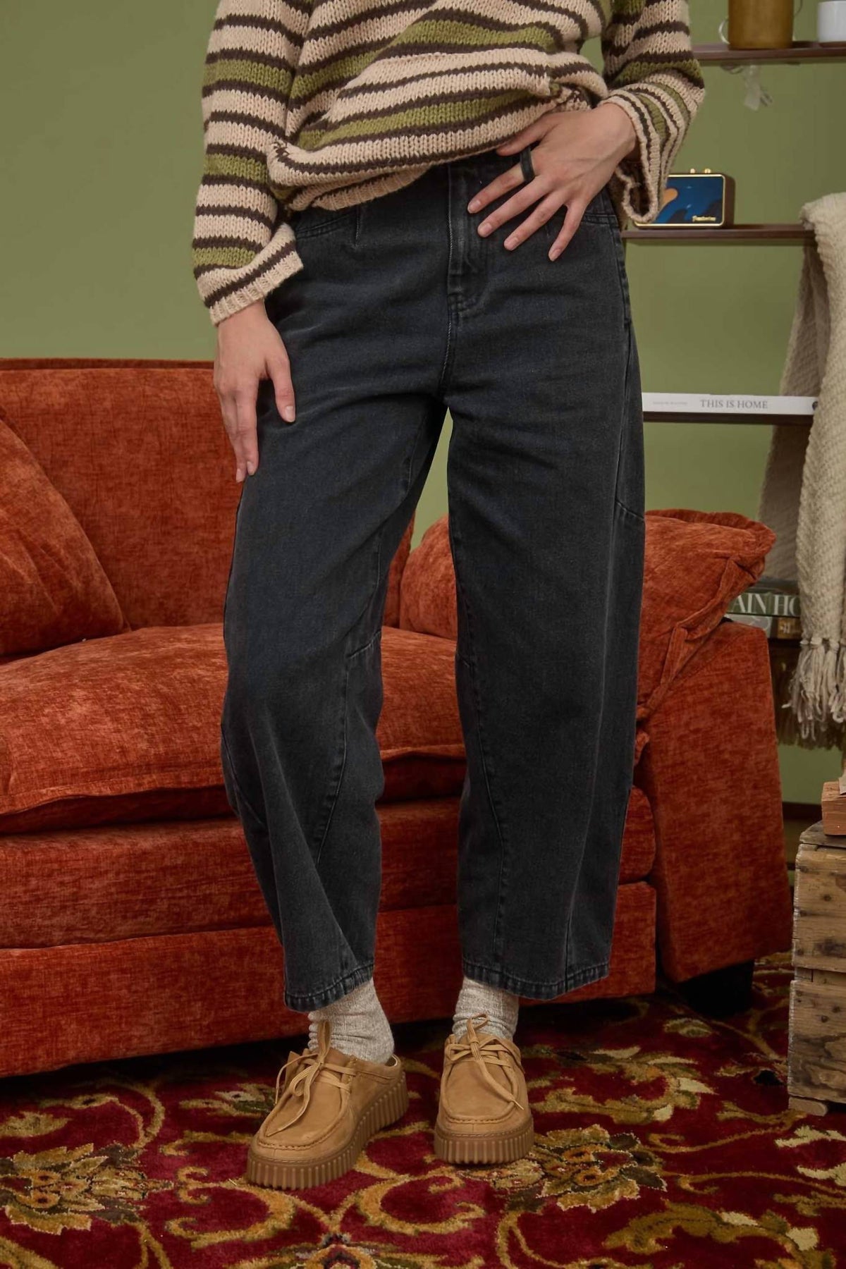 Blu Pepper - Wide Leg Denim Capri Pants