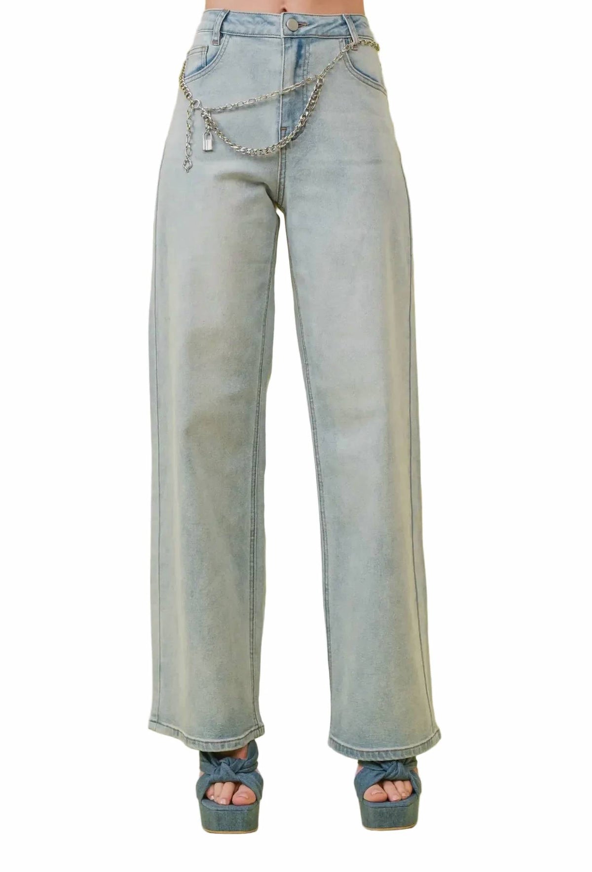 Blue B - Chain Wide Leg Jeans