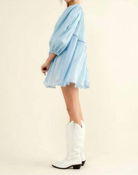 Blue B - Courtney Puff Sleeve Braided Mini Dress - blue - clothing - dresses