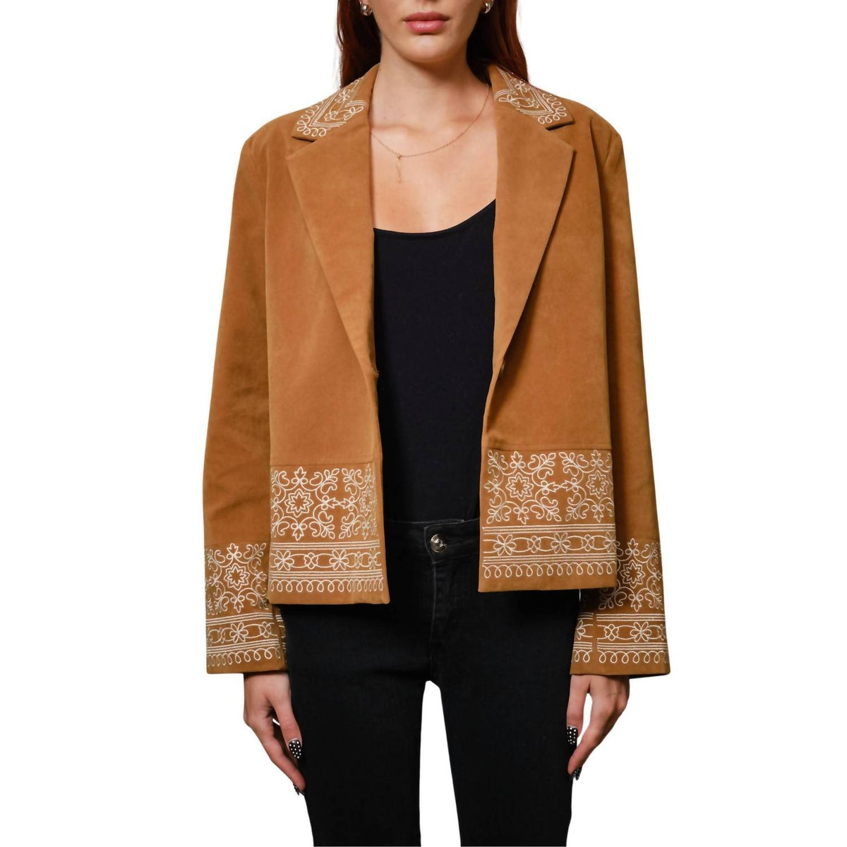 Blue B - Faux Suede Embroidered Jacket