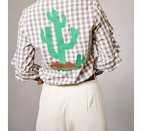 Blue B - Gingham Embroidered Western Snap Top