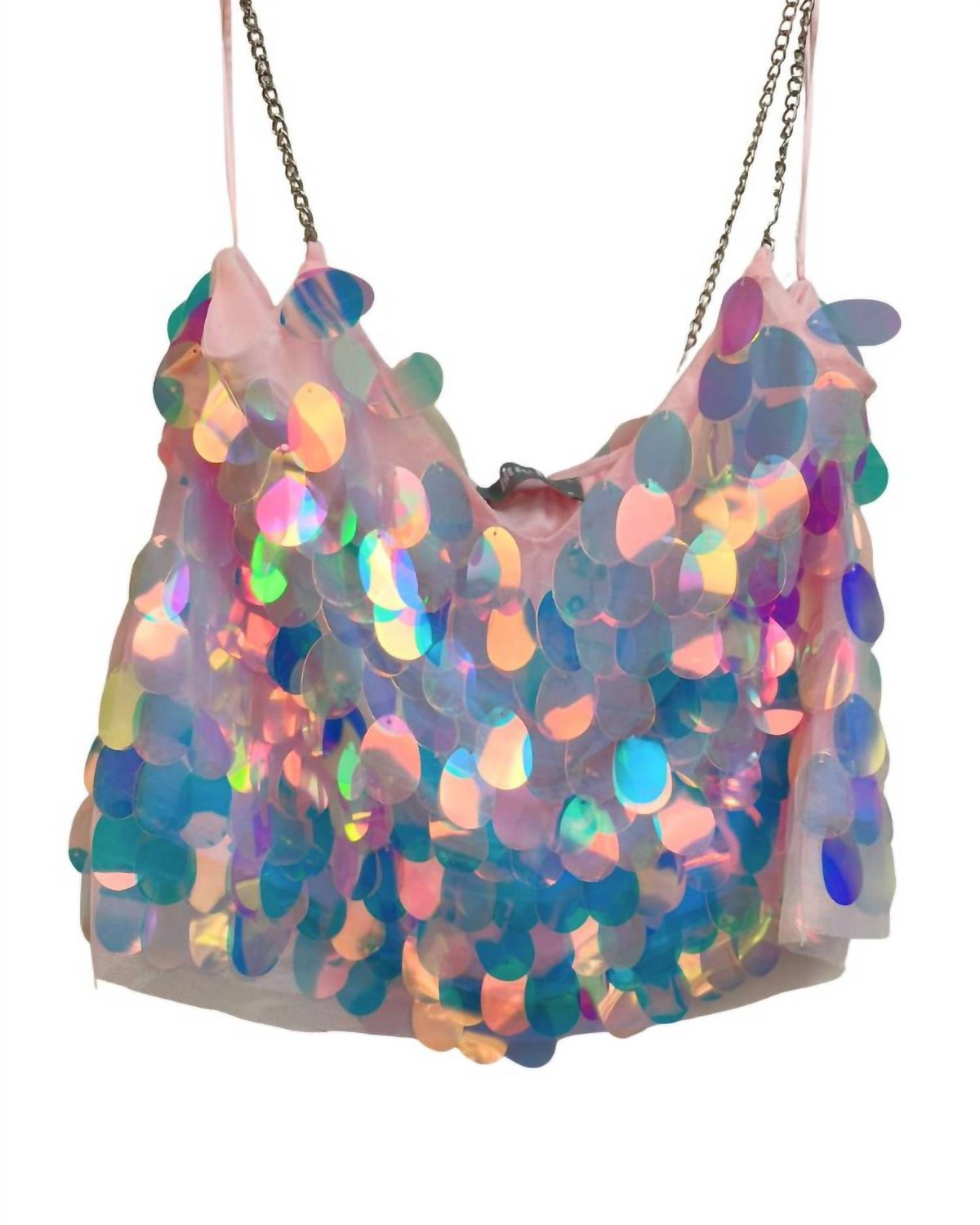 Blue B - Iridescent Sequin Crop Top