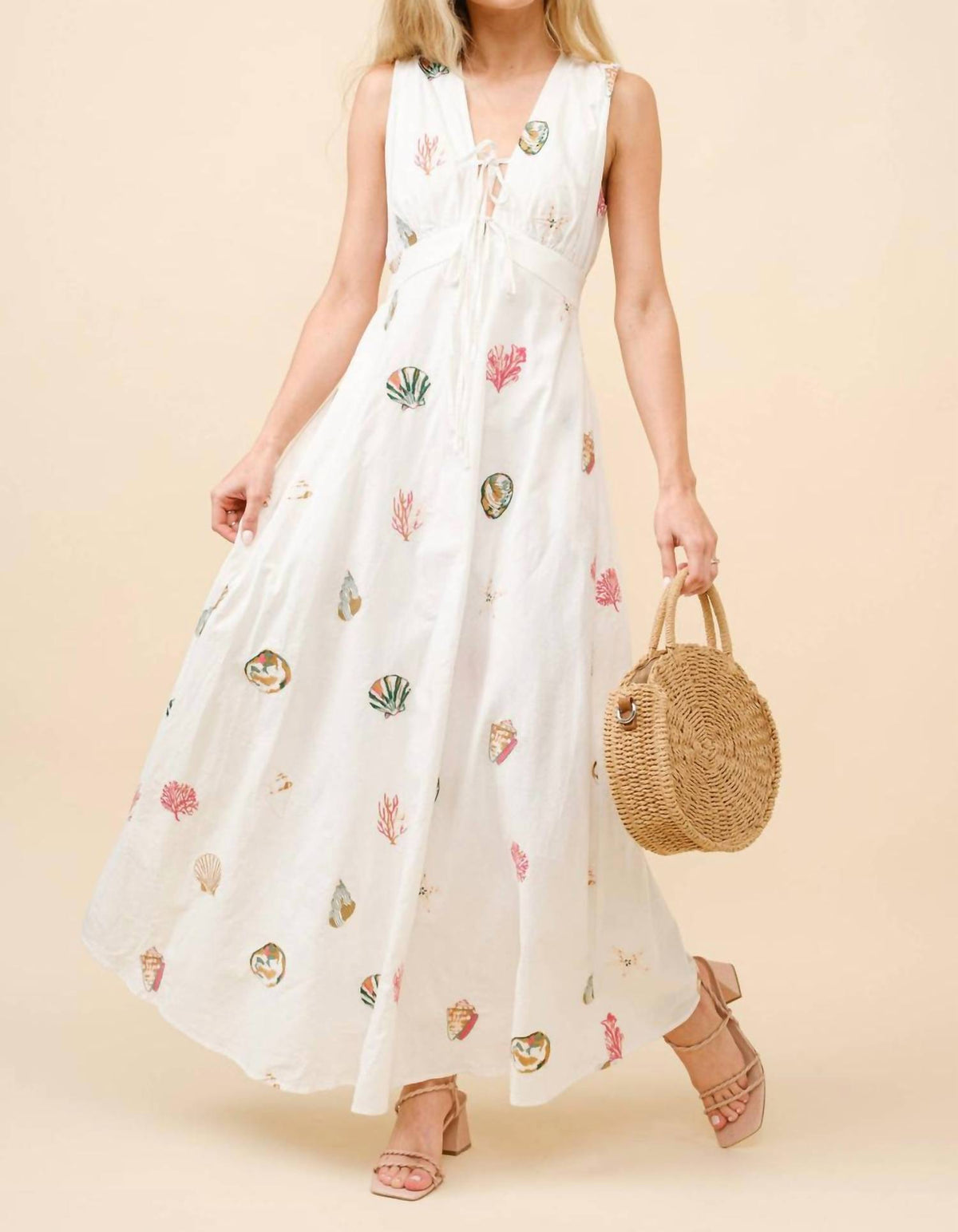 Blue B - Seashell Embroidered Maxi Dress