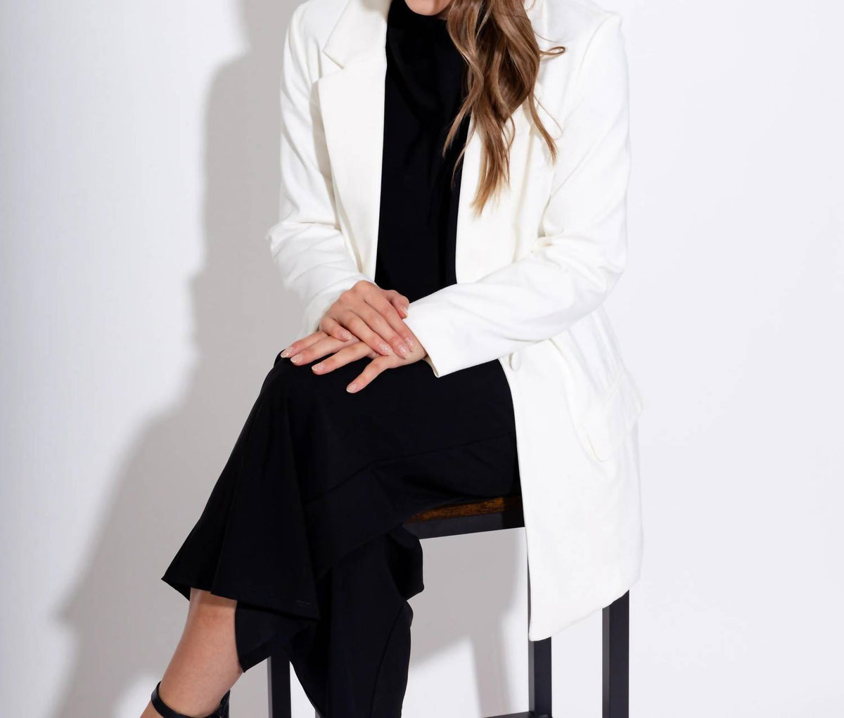 Blue B - Stretch Knit Open Pocket Front Boyfriend Blazer