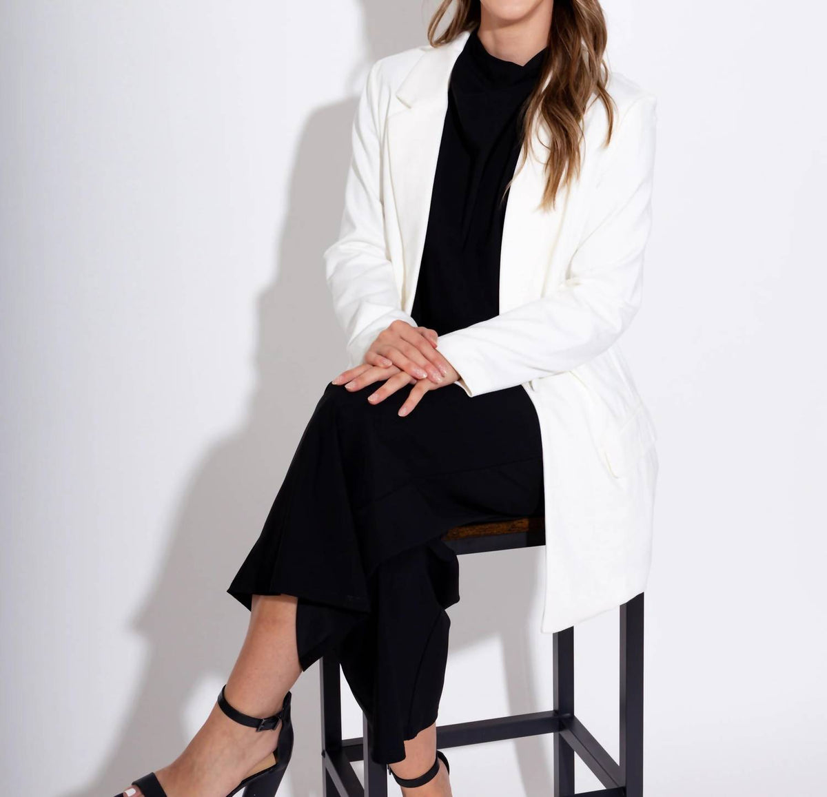Blue B - Stretch Knit Open Pocket Front Boyfriend Blazer
