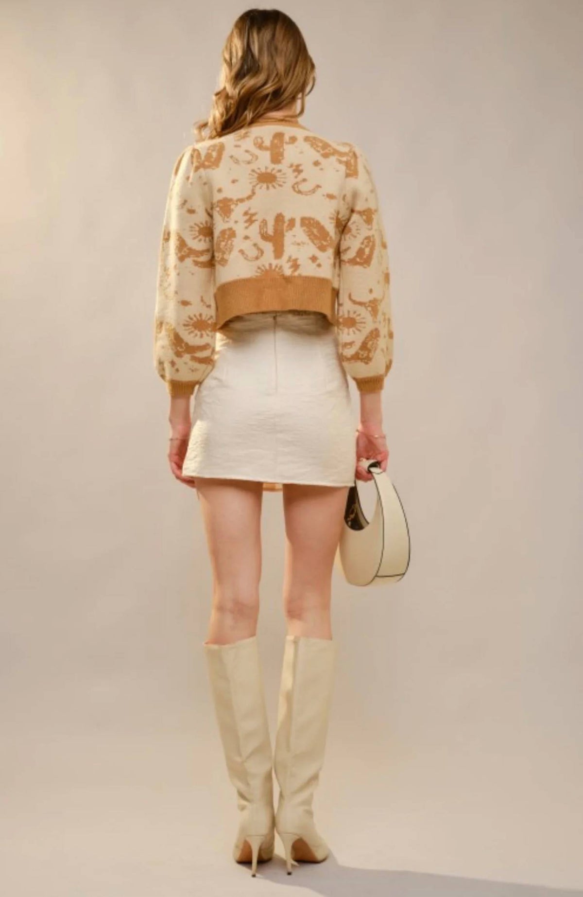 Blue B - Western Motif Tie Front Cardigan