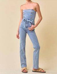 Blue Blush - Emmy Denim Jumpsuit