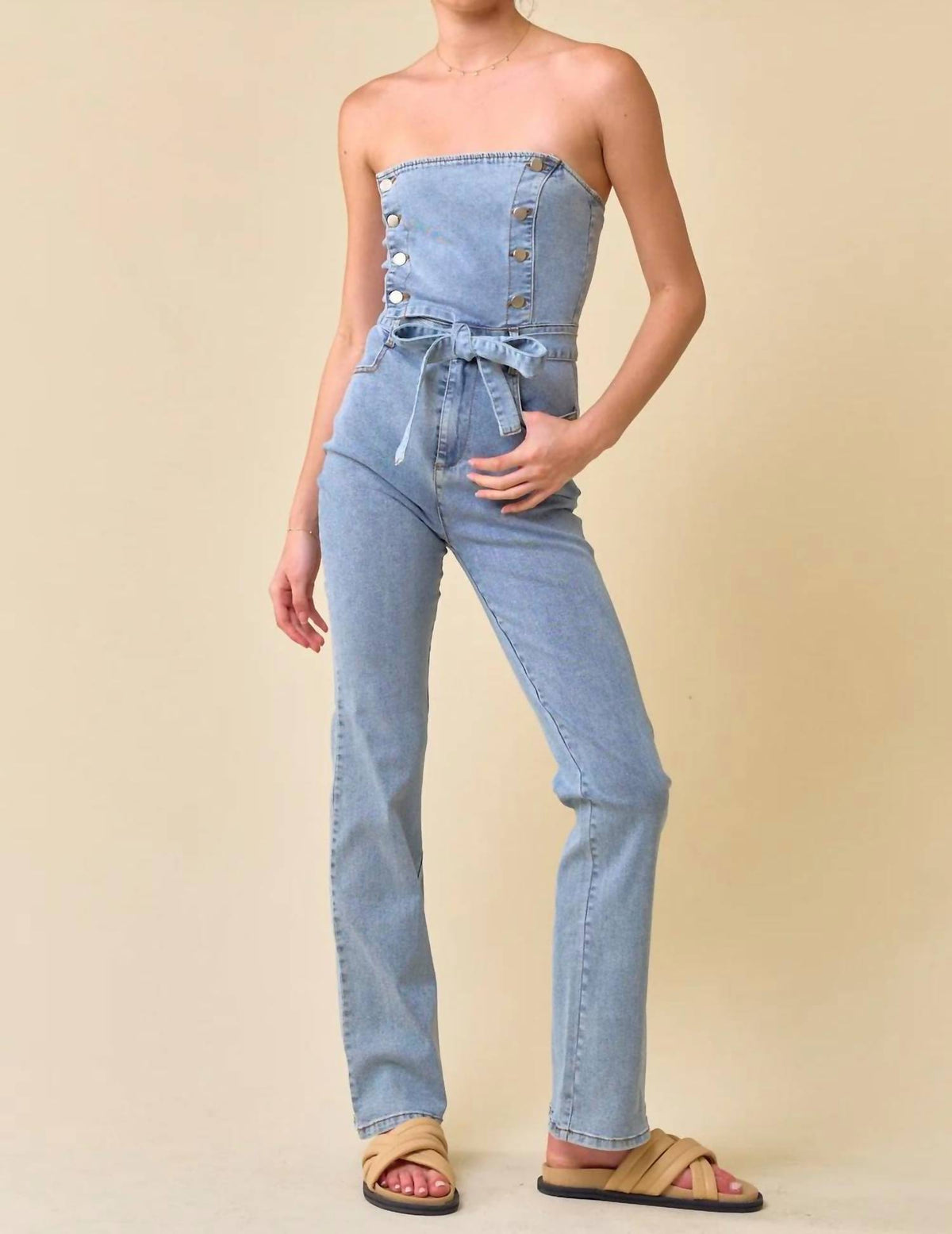 Blue Blush - Emmy Denim Jumpsuit