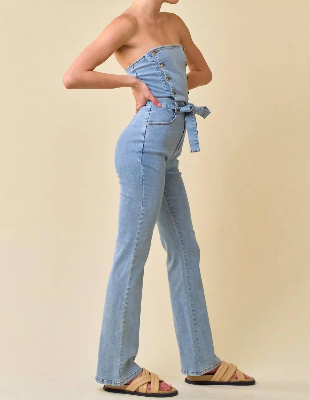 Blue Blush - Emmy Denim Jumpsuit