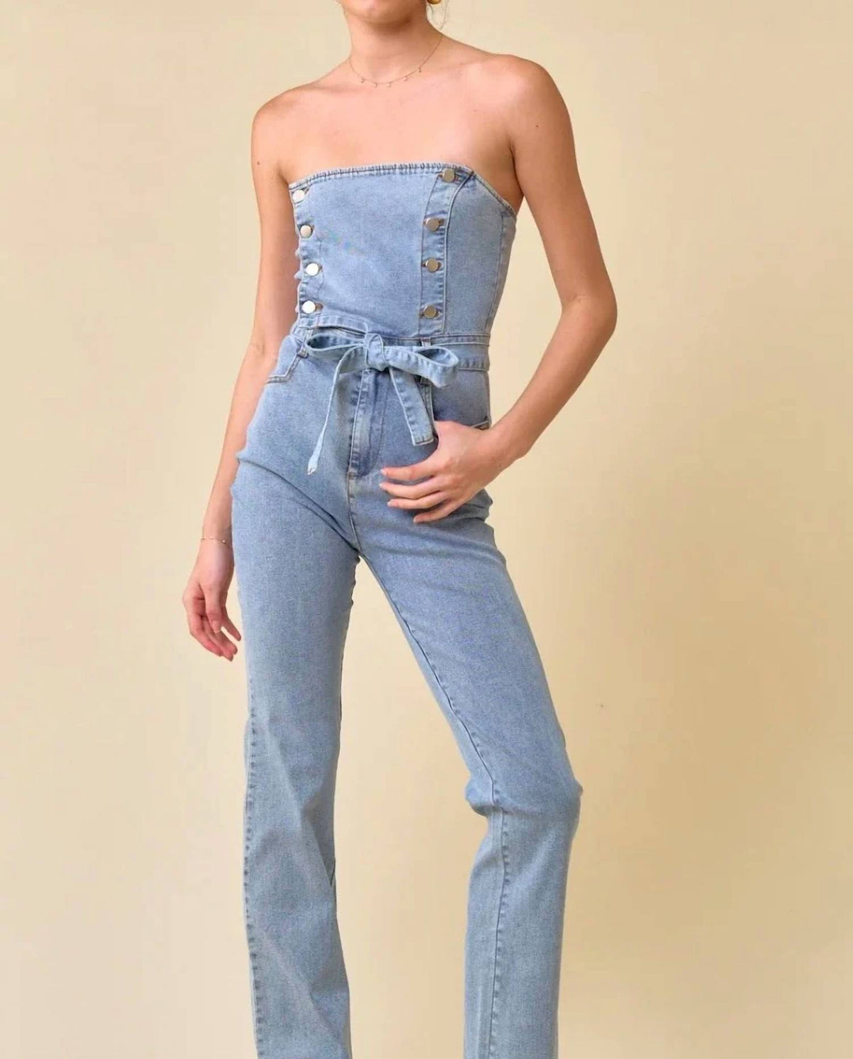 Blue Blush - Emmy Denim Jumpsuit