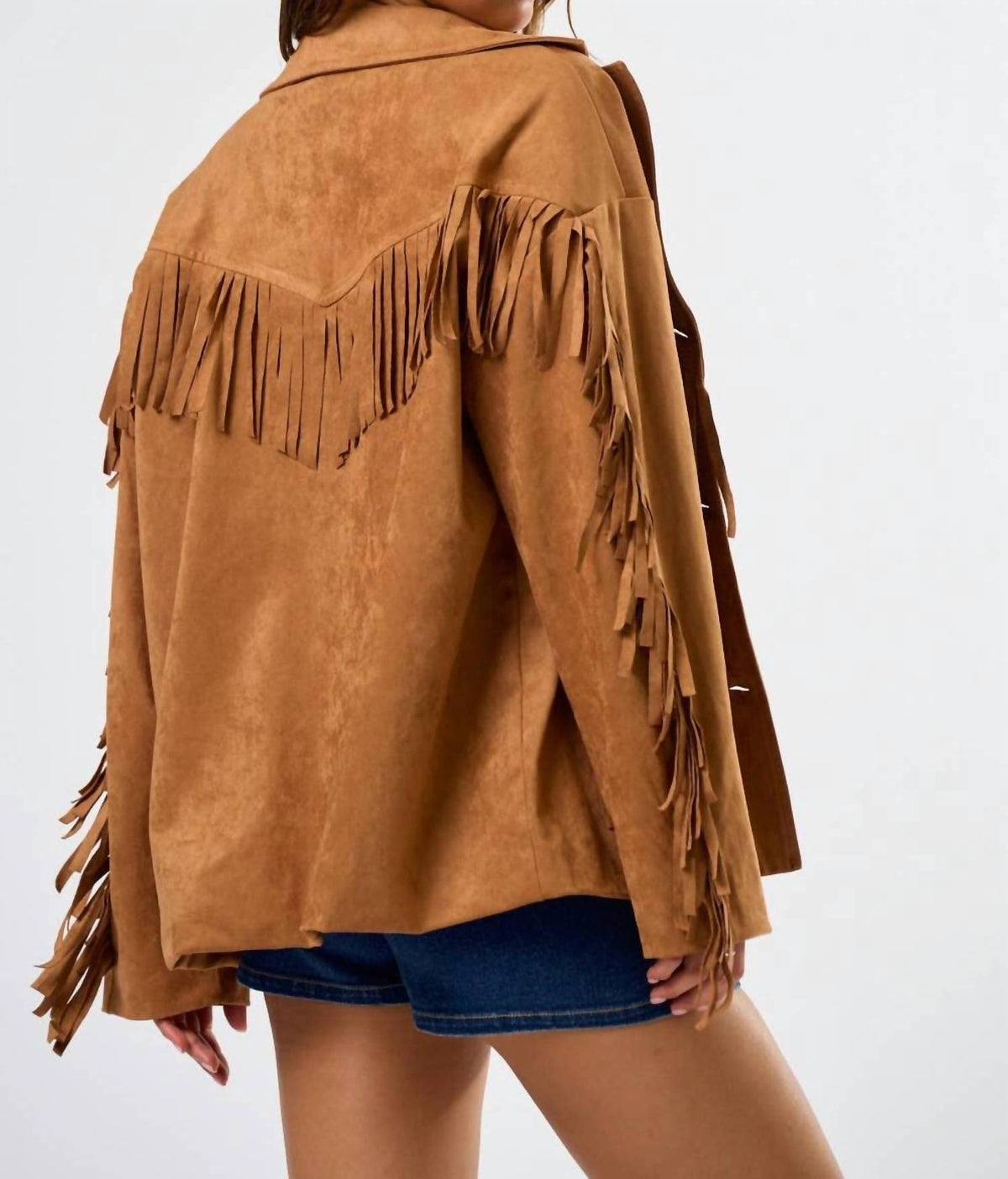 Blue Blush - The Sawyer Suede Fringe Jacket