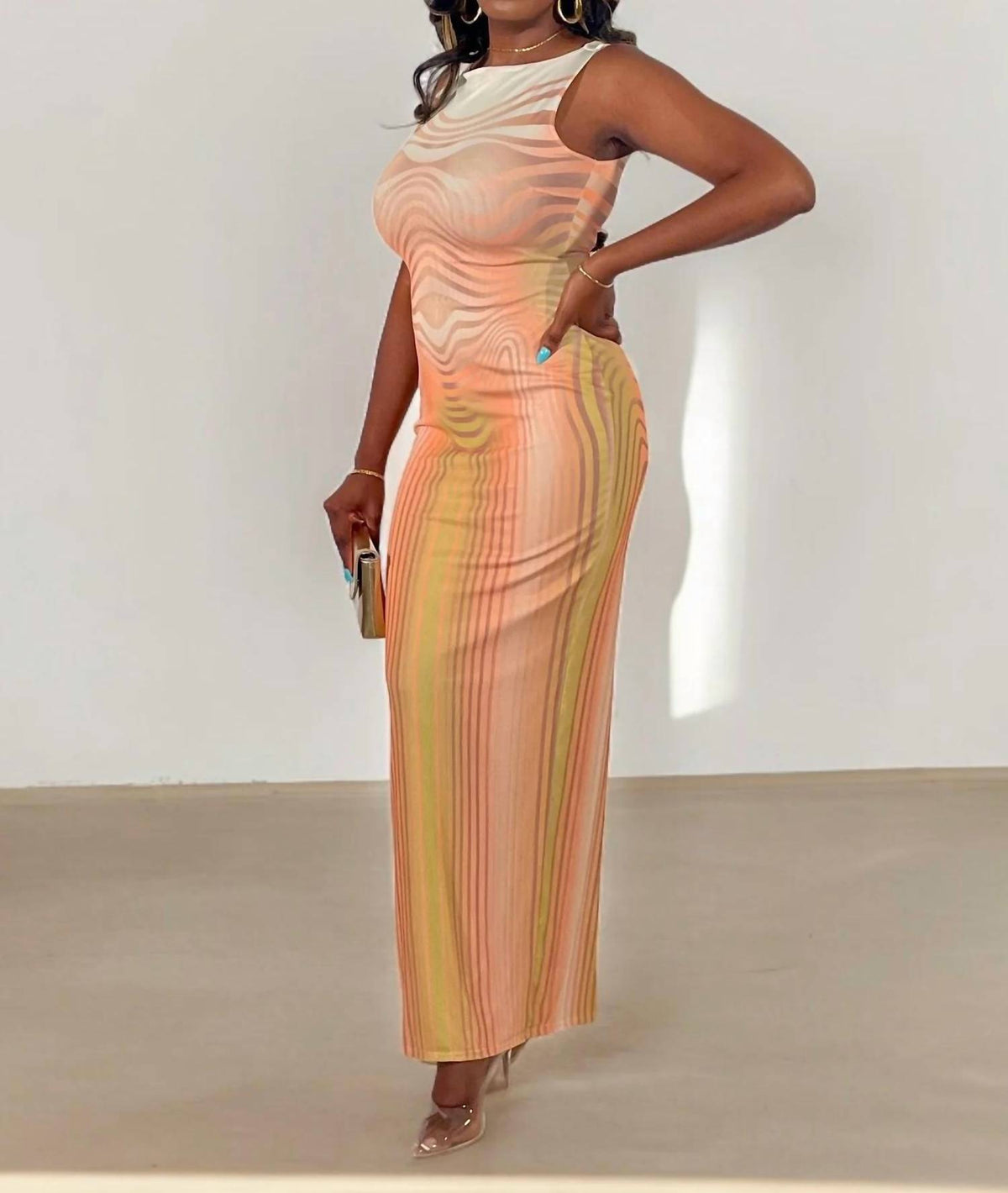 Blue Blush - Wait A Minute Mesh Maxi Dress