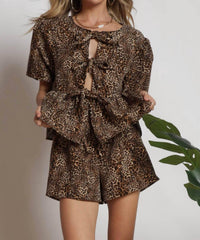 Blue Buttercup - Venita Leopard Print Short Set