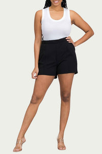 SEAMED SCUBA STRETCH-CREPE SHORTS