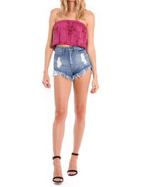 Blue Life - Lina Frill Strapless Top - blouses - clothing - rayon