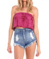Blue Life - Lina Frill Strapless Top - blouses - clothing - rayon
