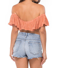 Blue Life - Melanie Off The Shoulder Lace Top - clothing - crop - tops - orange