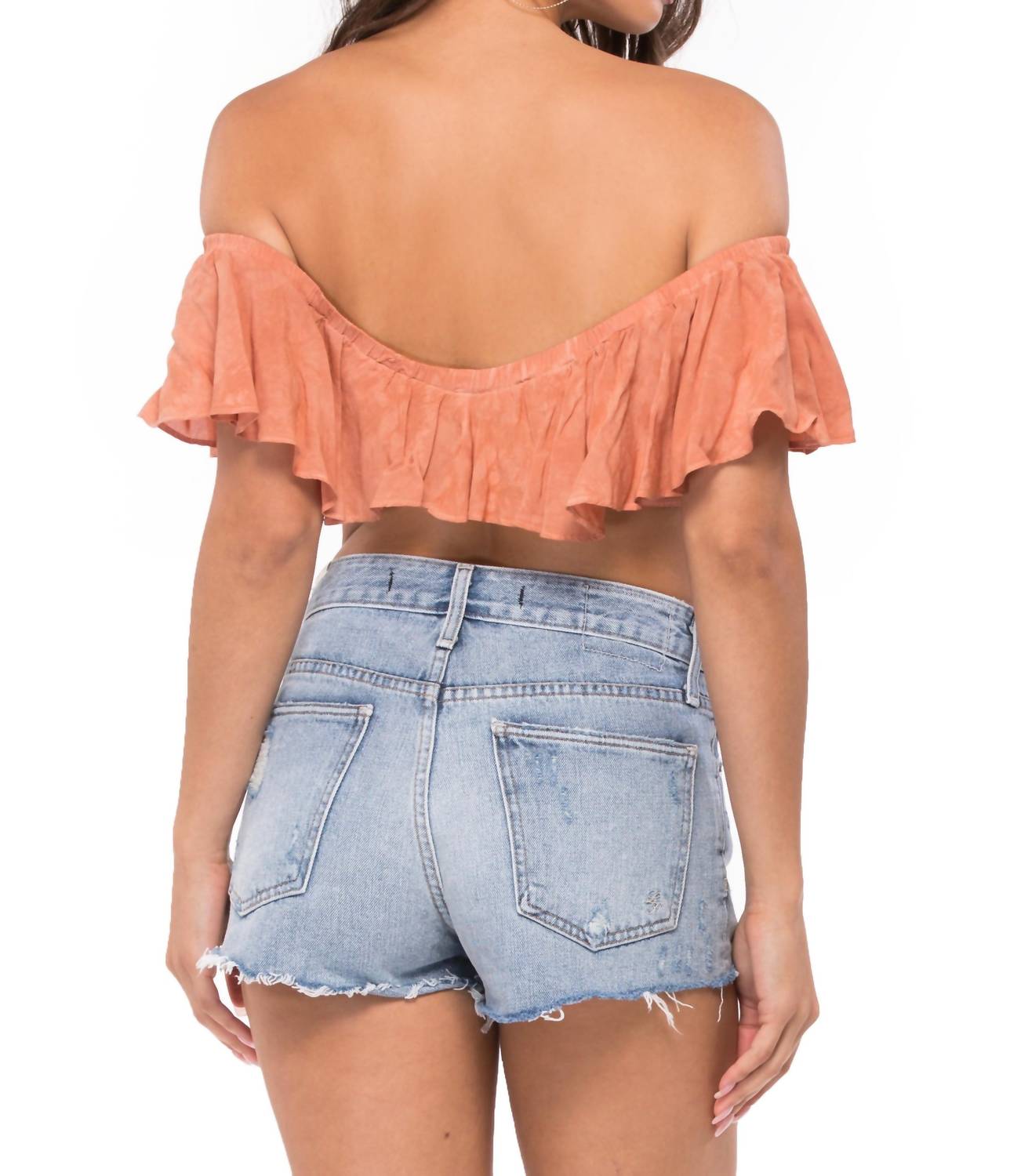 Blue Life - Melanie Off The Shoulder Lace Top - clothing - crop - tops - orange